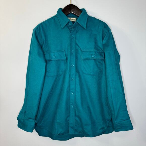 L.L. Bean Men's Chamois Flannel Shirt Traditional Fit Blue Outdoor Men's Sz 16 - Picture 1 of 9
